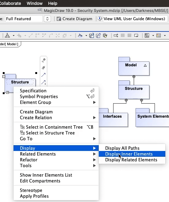 package diagrams display inner elements