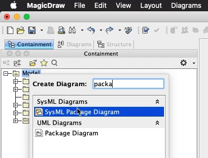 creating package diagrams sysml