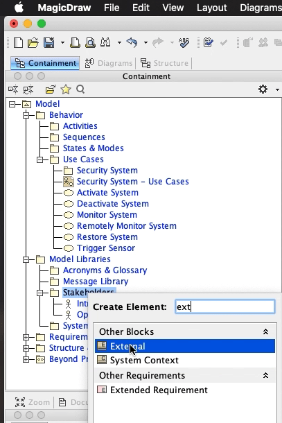 implementing use cases create external block